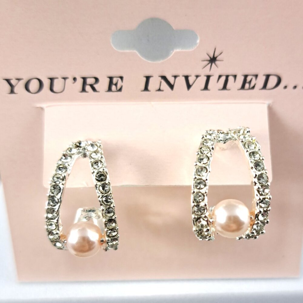 Kohl's You're Invited Crystal and Faux Pink Pearl Earrings